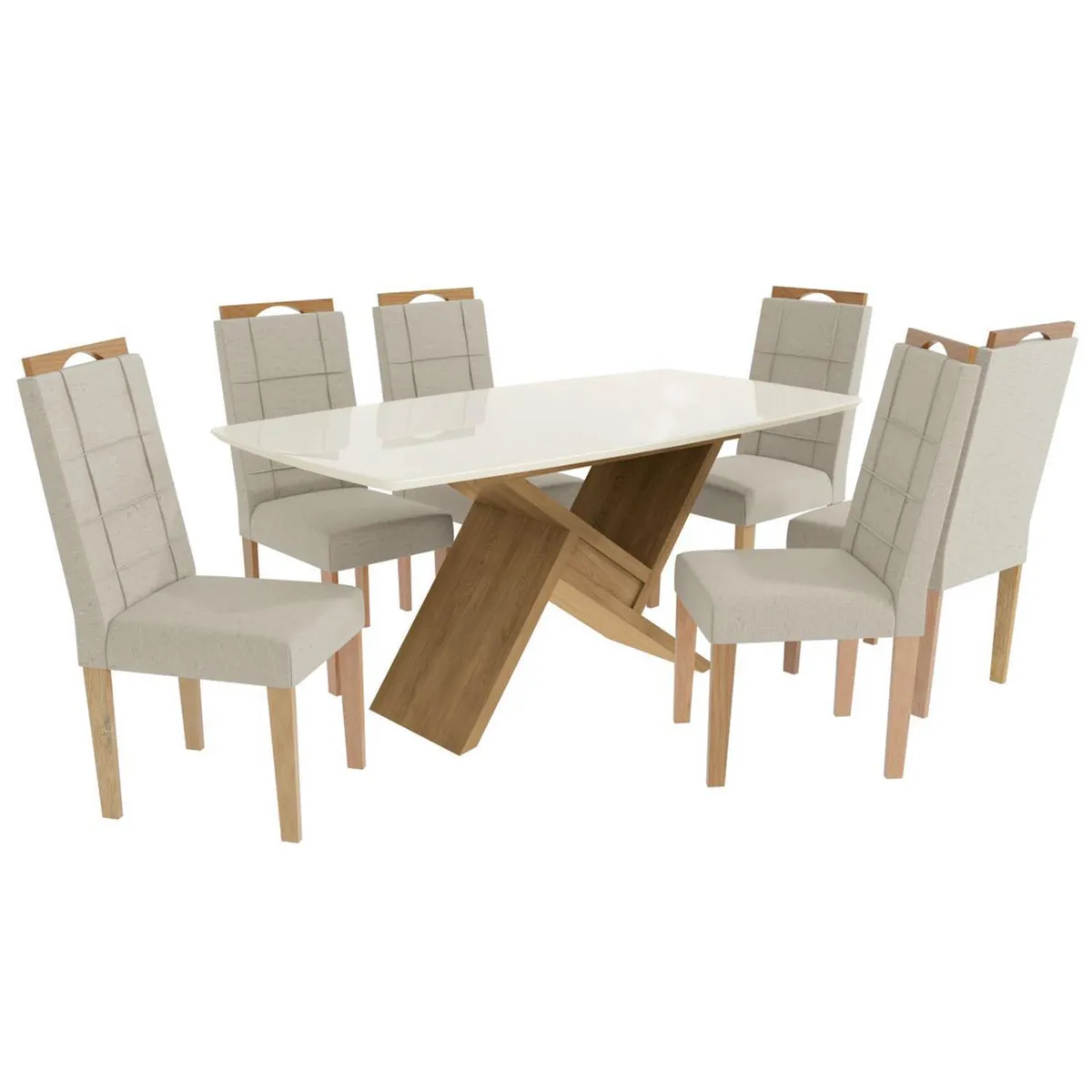 YARDAS - Juego de Comedor Florencia 6 Sillas Mesa Rectangular 90x75x170 cm Café/Beige