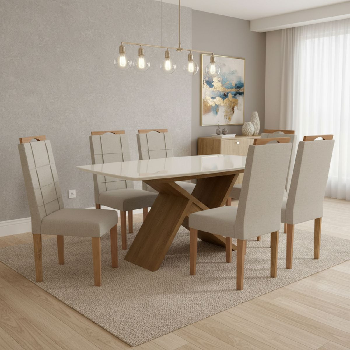 YARDAS - Juego de Comedor Florencia 6 Sillas Mesa Rectangular 90x75x170 cm Café