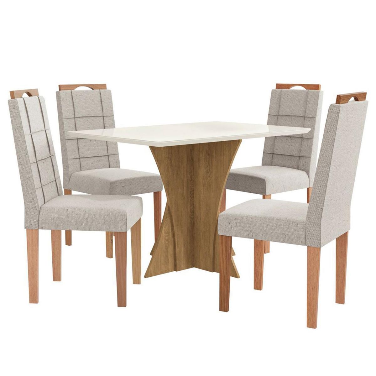 YARDAS - Juego de Comedor Monza 4 Sillas Mesa Cuadrada 105x75x105 cm Café/Blanco