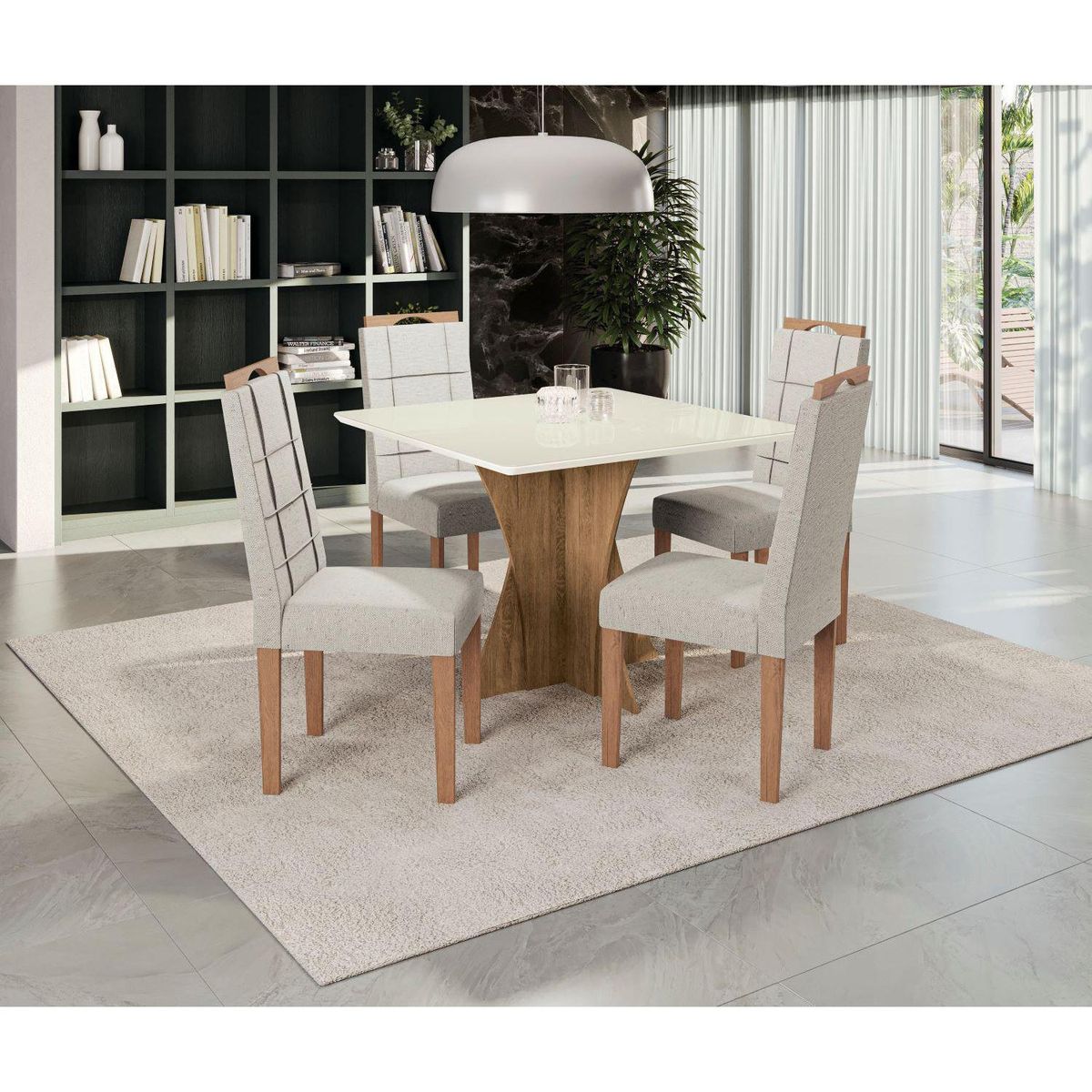 YARDAS - Juego de Comedor Monza 4 Sillas Mesa Cuadrada 105x75x105 cm Café/Blanco