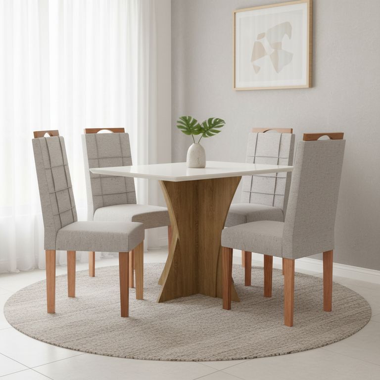 YARDAS Juego de Comedor Monza 4 Sillas Mesa Cuadrada 105x75x105 cm Café