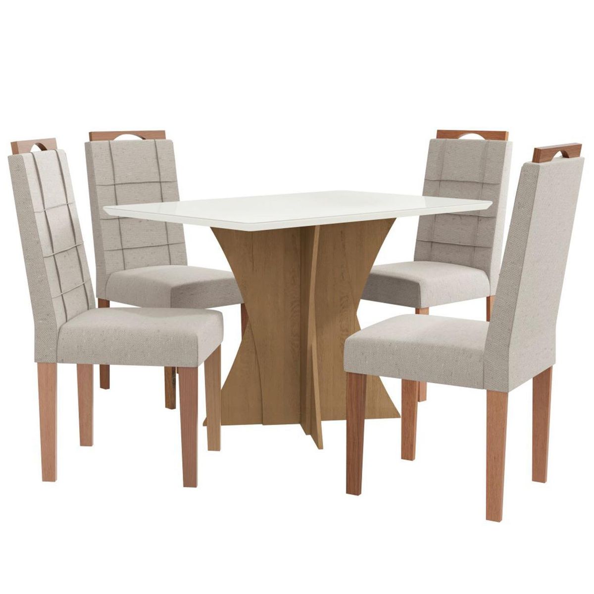 YARDAS - Juego de Comedor Trento 4 Sillas Mesa Rectangular 80x75x120 cm Café/Blanco