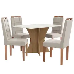 YARDAS - Juego de Comedor Trento 4 Sillas Mesa Rectangular 80x75x120 cm Café/Blanco