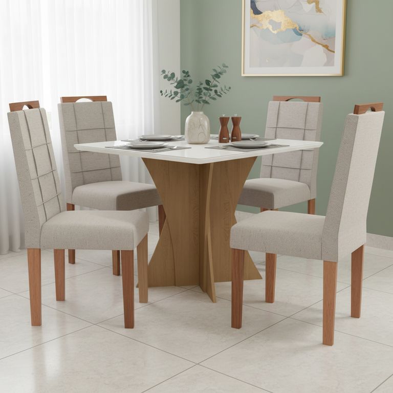 YARDAS Juego de Comedor Trento 4 Sillas Mesa Rectangular 80x75x120 cm Café
