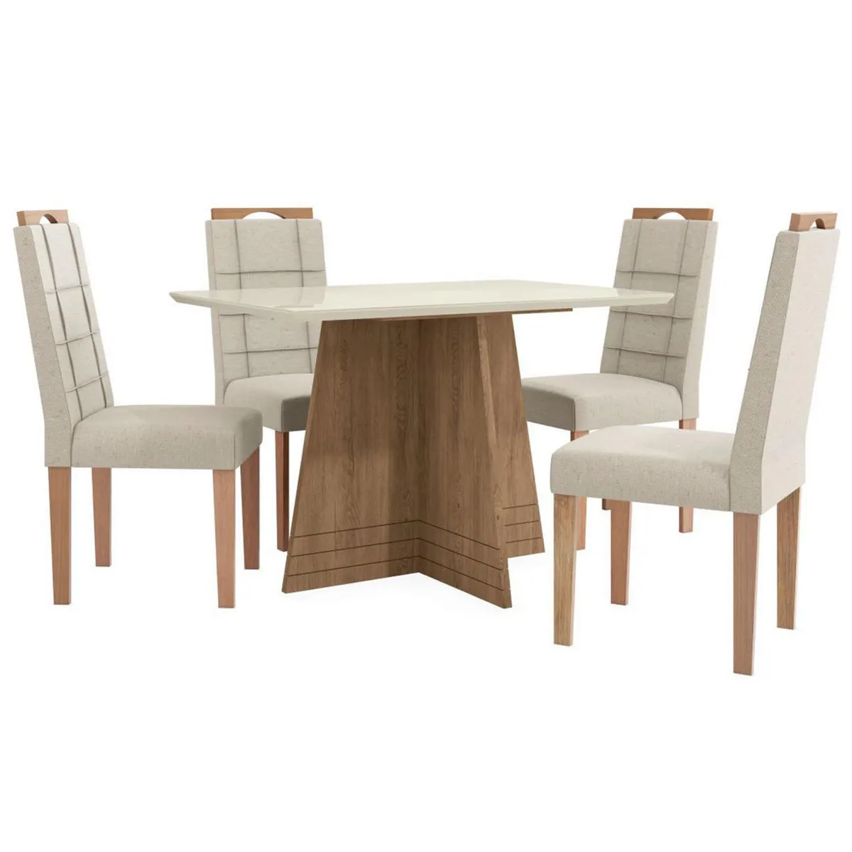 YARDAS - Juego de Comedor Roma 4 Sillas Mesa Rectangular 80x75x120 cm Café/Blanco