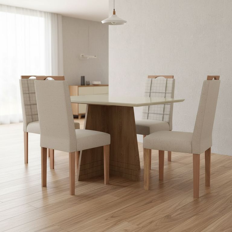 YARDAS Juego de Comedor Roma 4 Sillas Mesa Rectangular 80x75x120 cm Café