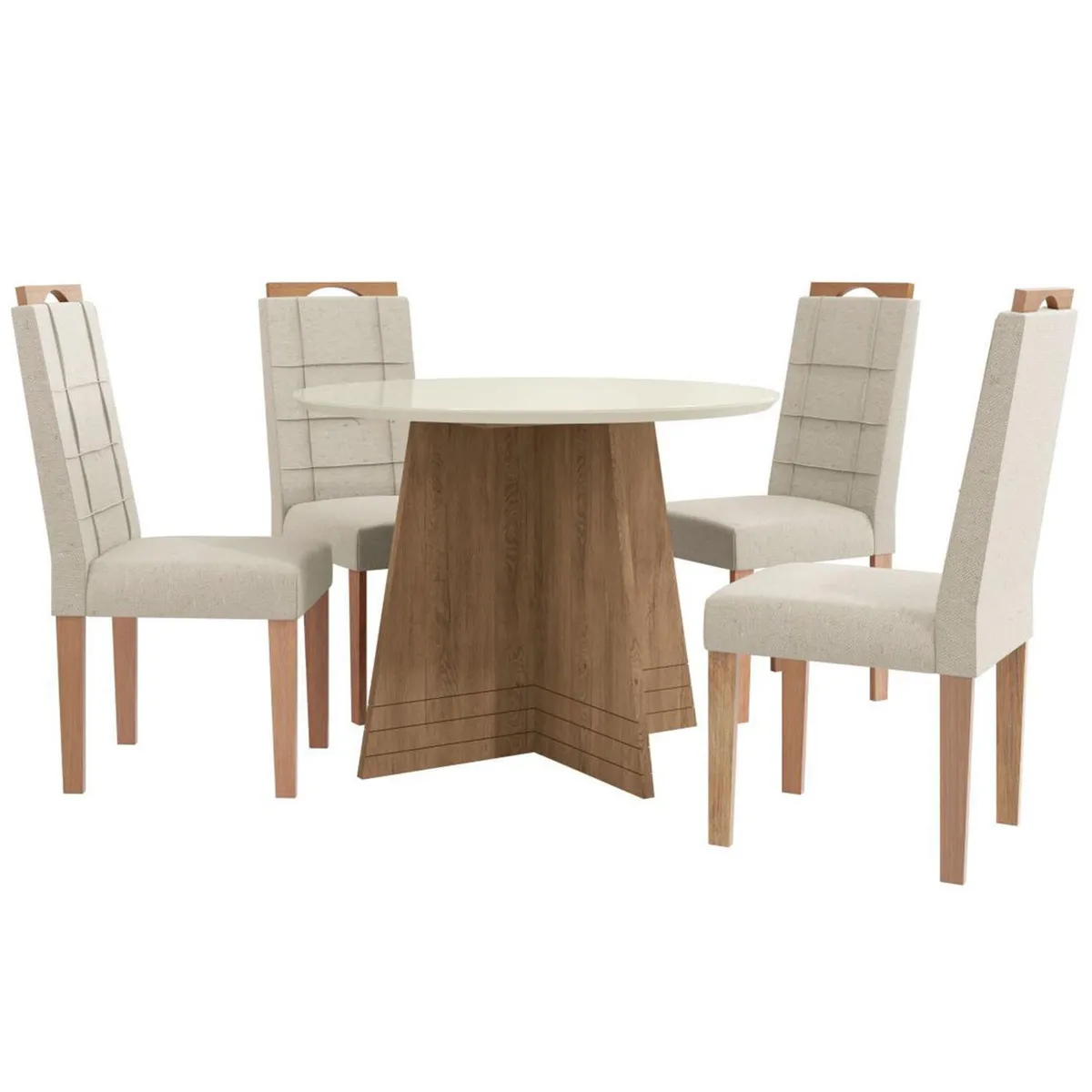 YARDAS - Juego de Comedor Capri 4 Sillas Mesa Redonda 105x75x105 cm Café/Blanco