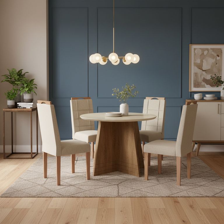 YARDAS Juego de Comedor Capri 4 Sillas Mesa Redonda 105x75x105 cm Café