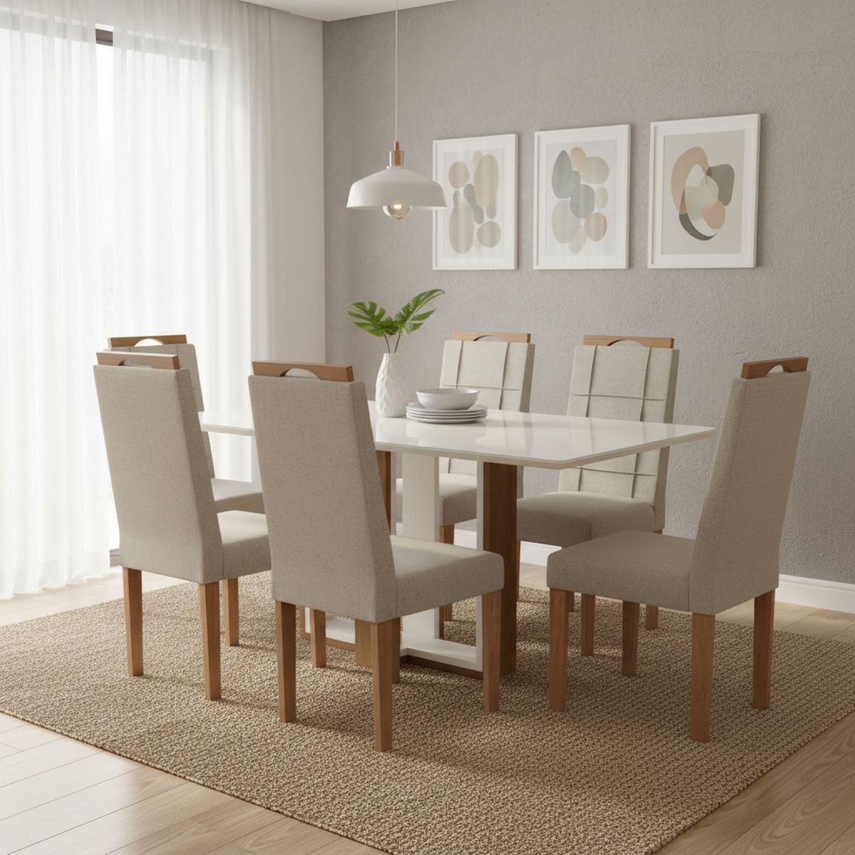 YARDAS - Juego de Comedor Milan 6 Sillas Mesa Rectangular 90x75x160 cm Café