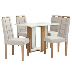 YARDAS - Juego de Comedor Parma 4 Sillas Mesa Rectangular 80x75x120 cm Café/Blanco
