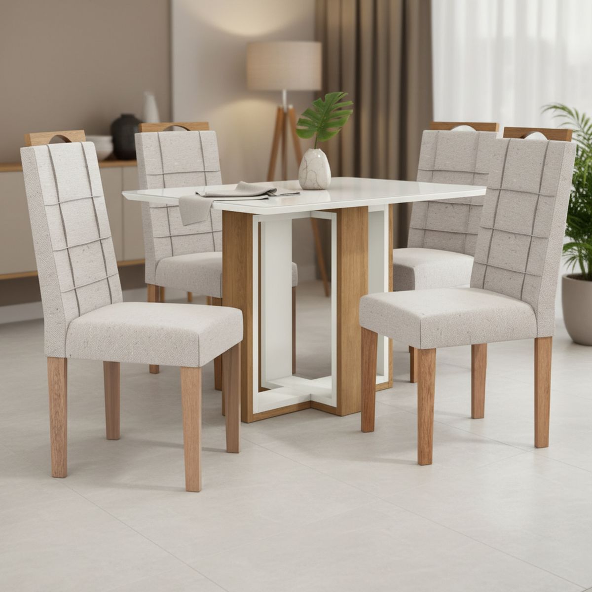 YARDAS - Juego de Comedor Parma 4 Sillas Mesa Rectangular 80x75x120 cm Café