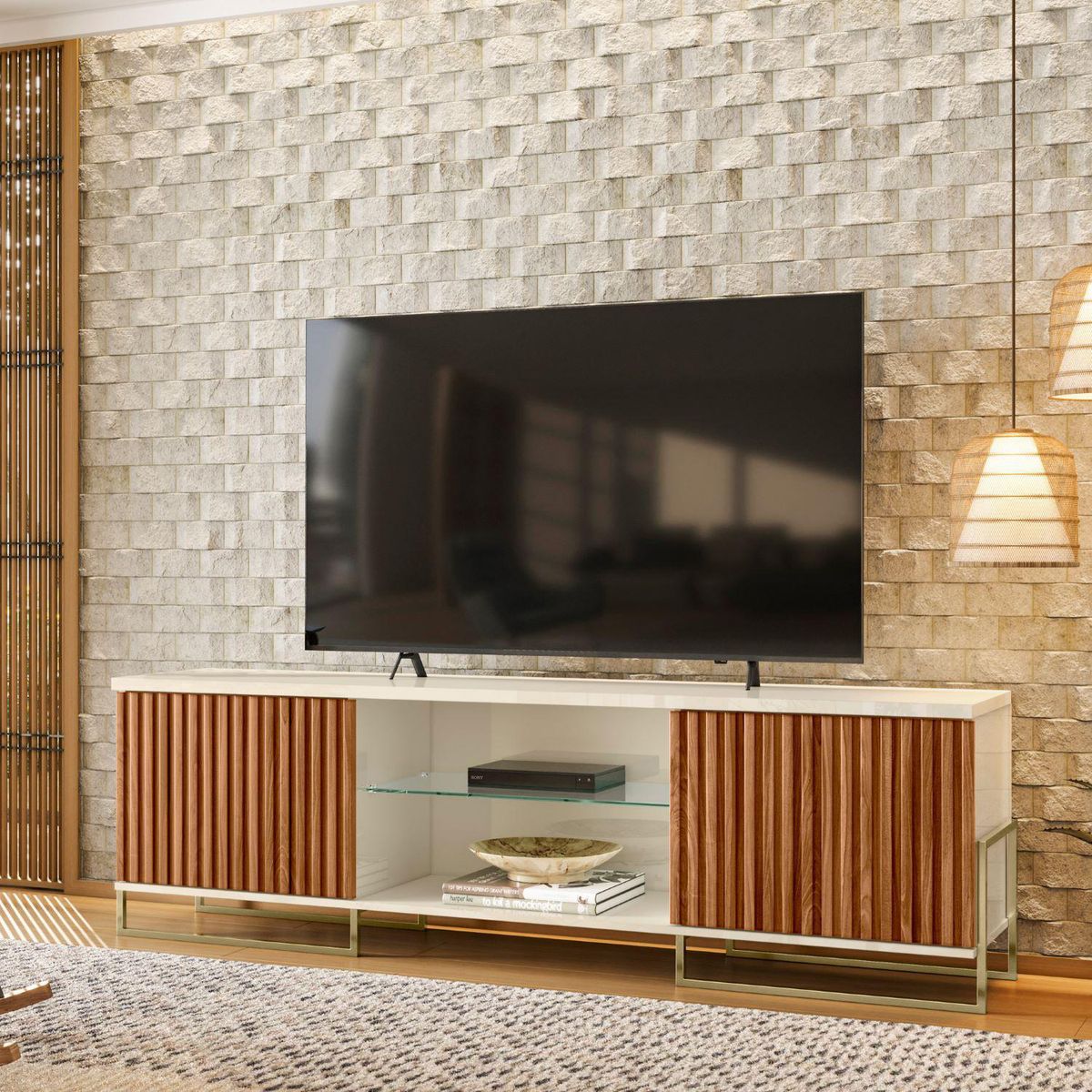 YARDAS - Rack 75 " Metall 1.8 Cinamomo Miel 180x54x36 cm