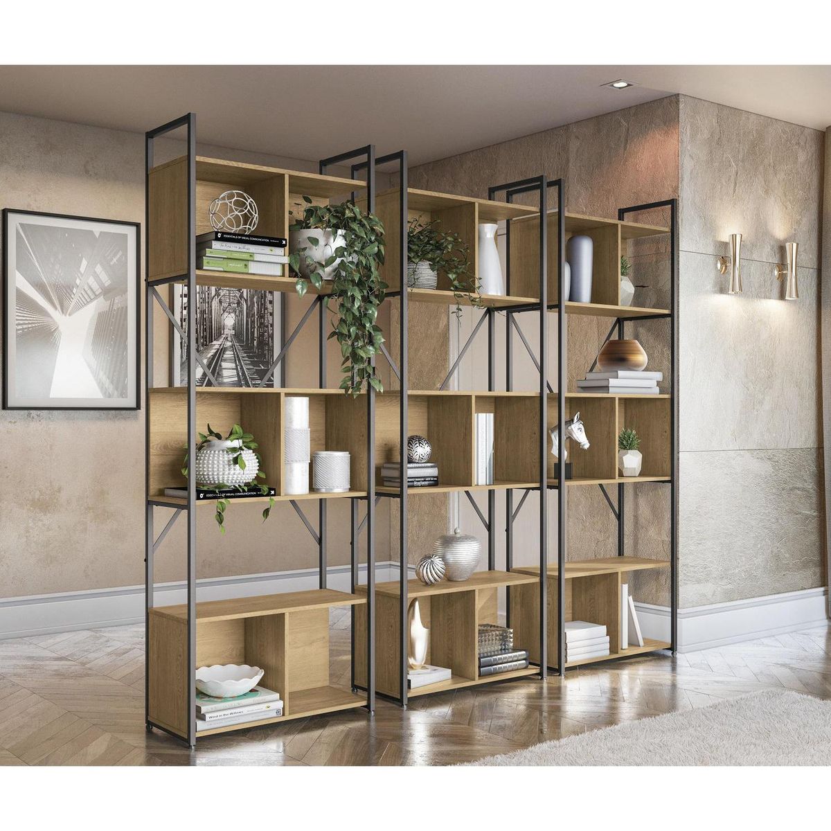 YARDAS - Estante Lanús MDP 5 Nivel(es) 72x200x33 cm Nogal