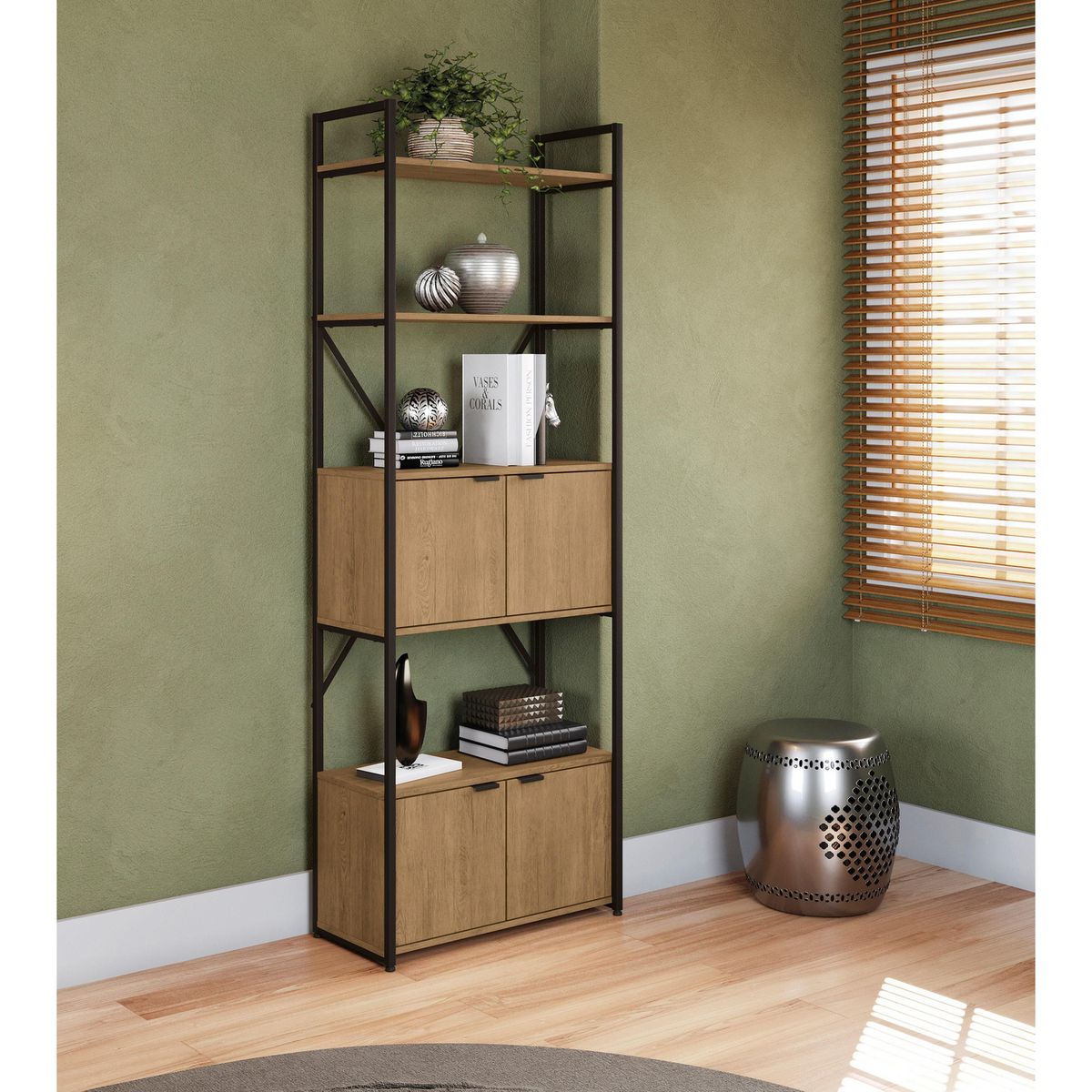 YARDAS - Estante Bariloche MDP 2 Nivel(es) 72x200x33 cm Nogal