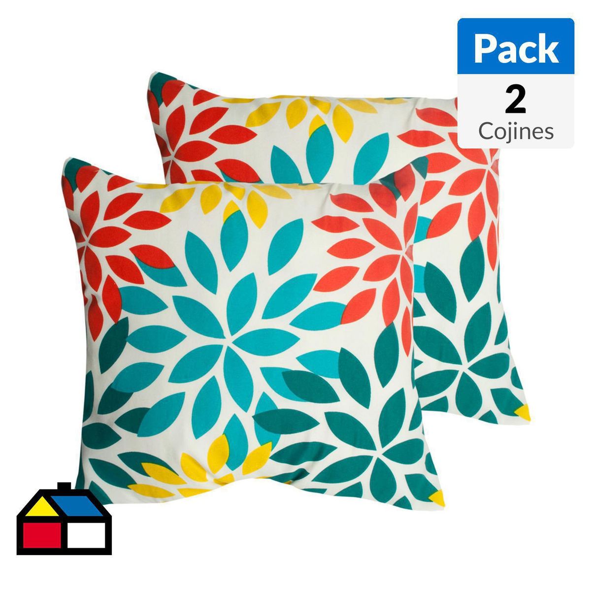 ZEE DREAMS - Pack 2 Cojínes Flor Estampado 40x20 cm