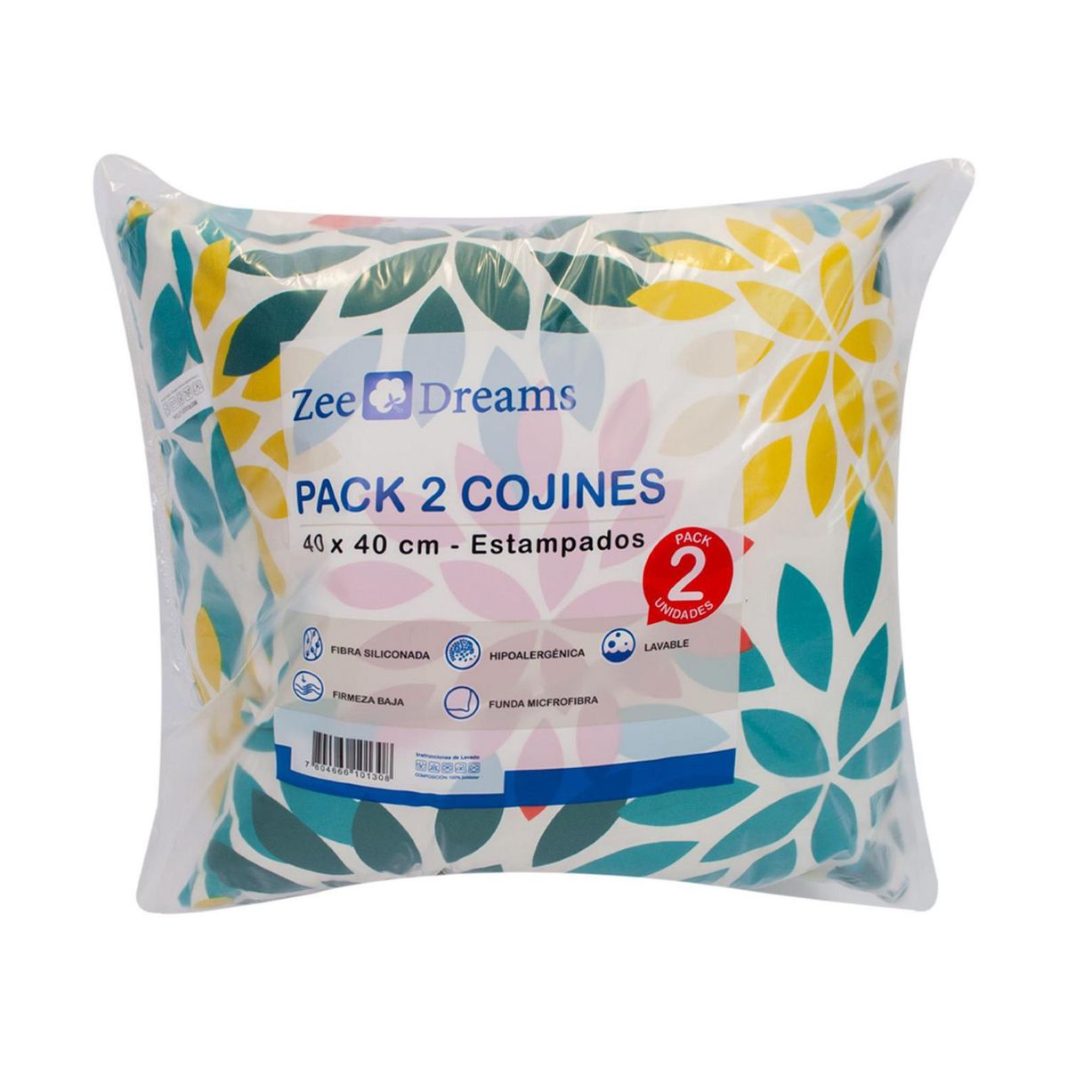 ZEE DREAMS - Pack 2 Cojínes Flor Estampado 40x20 cm