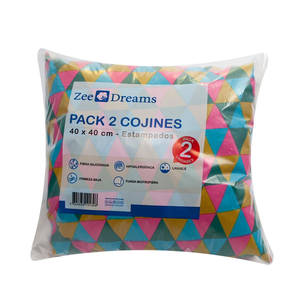 ZEE DREAMS - Pack 2 Cojínes Geométrico Estampado 40x20 cm