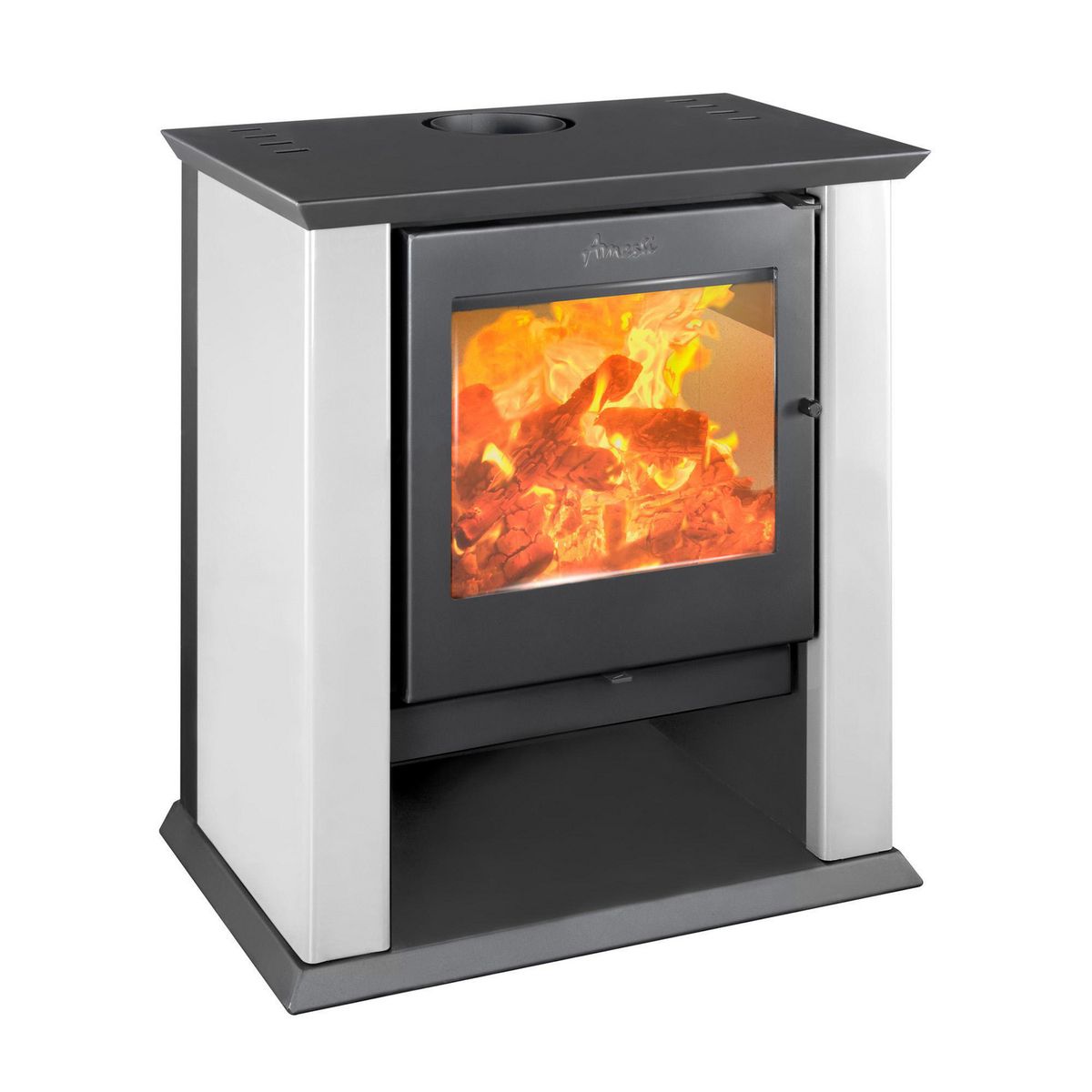 AMESTI - Estufa a Leña Classic 500 Blanca + Kit de Instalación 6"