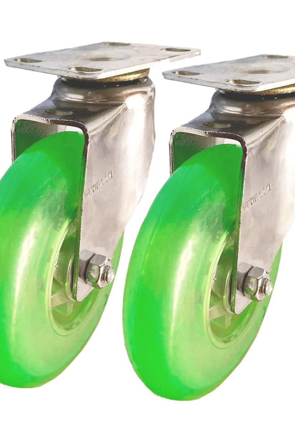 SCHIOPPA - Rueda Gel 4" Verde Giratoria - 2 Unidades