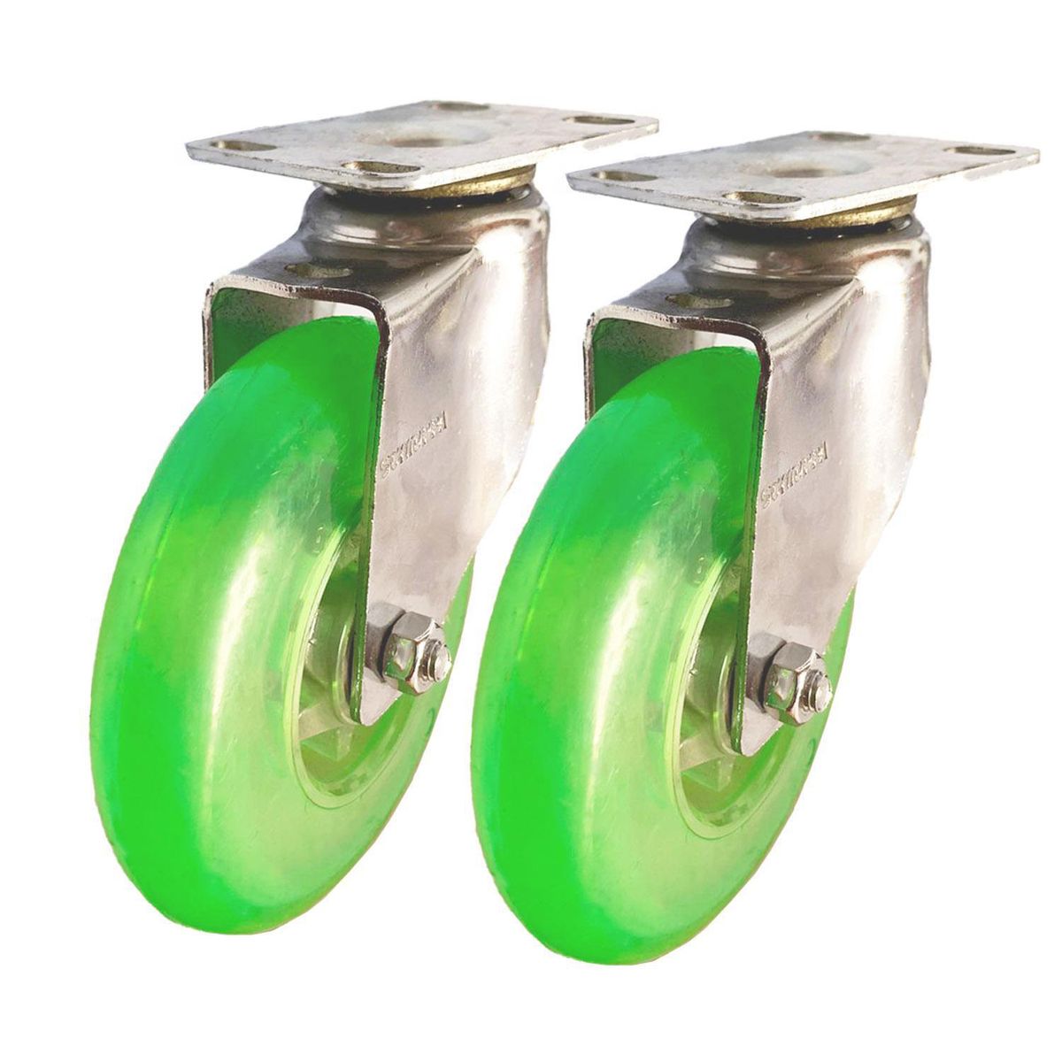 SCHIOPPA - Rueda Gel 4" Verde Giratoria - 2 Unidades