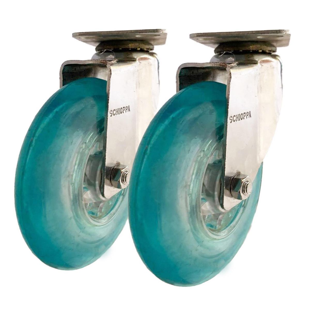 SCHIOPPA - Rueda Gel 4" Azul Giratoria - 2 Unidades