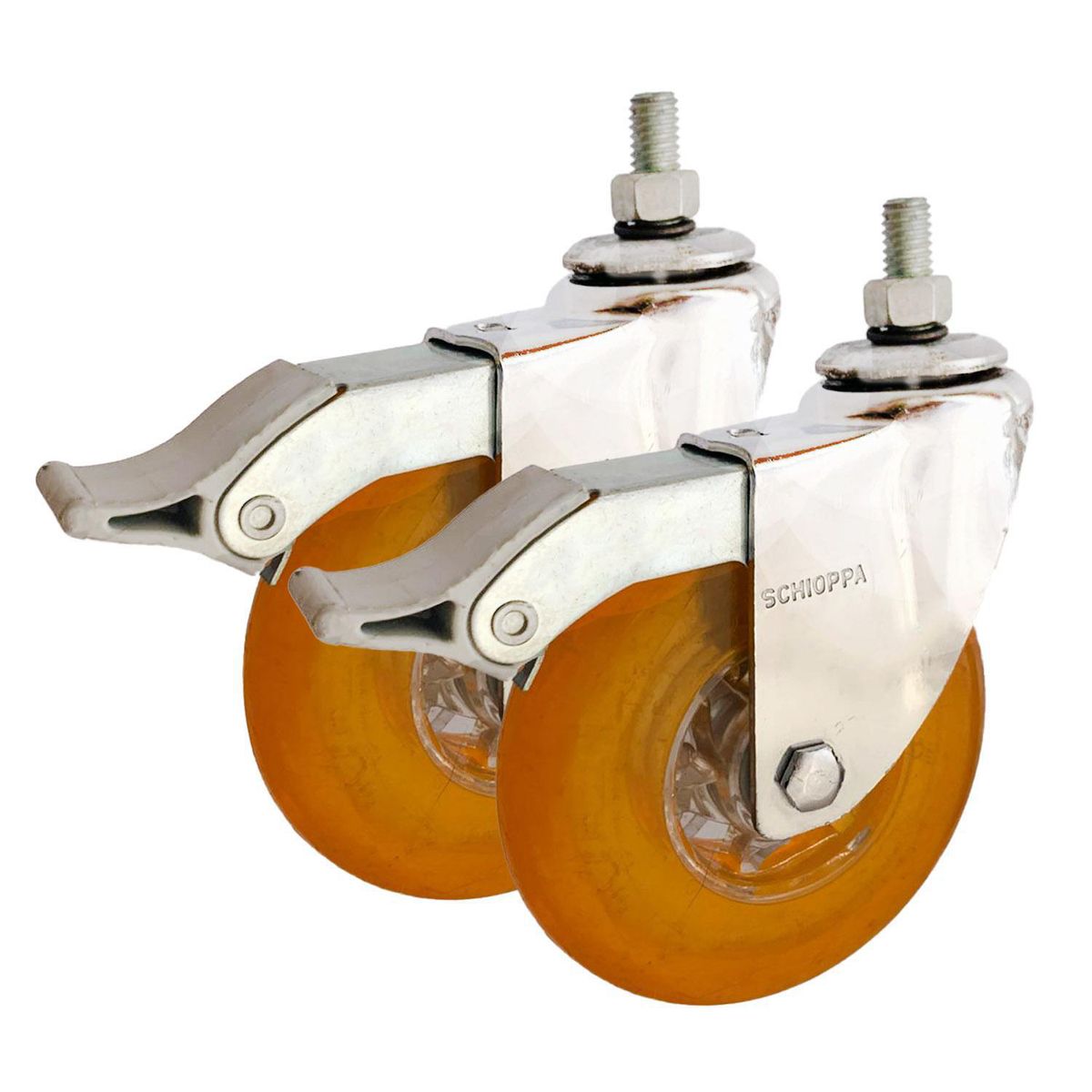 SCHIOPPA - Rueda Gel 4" Freno Naranjo - 2 Unidades