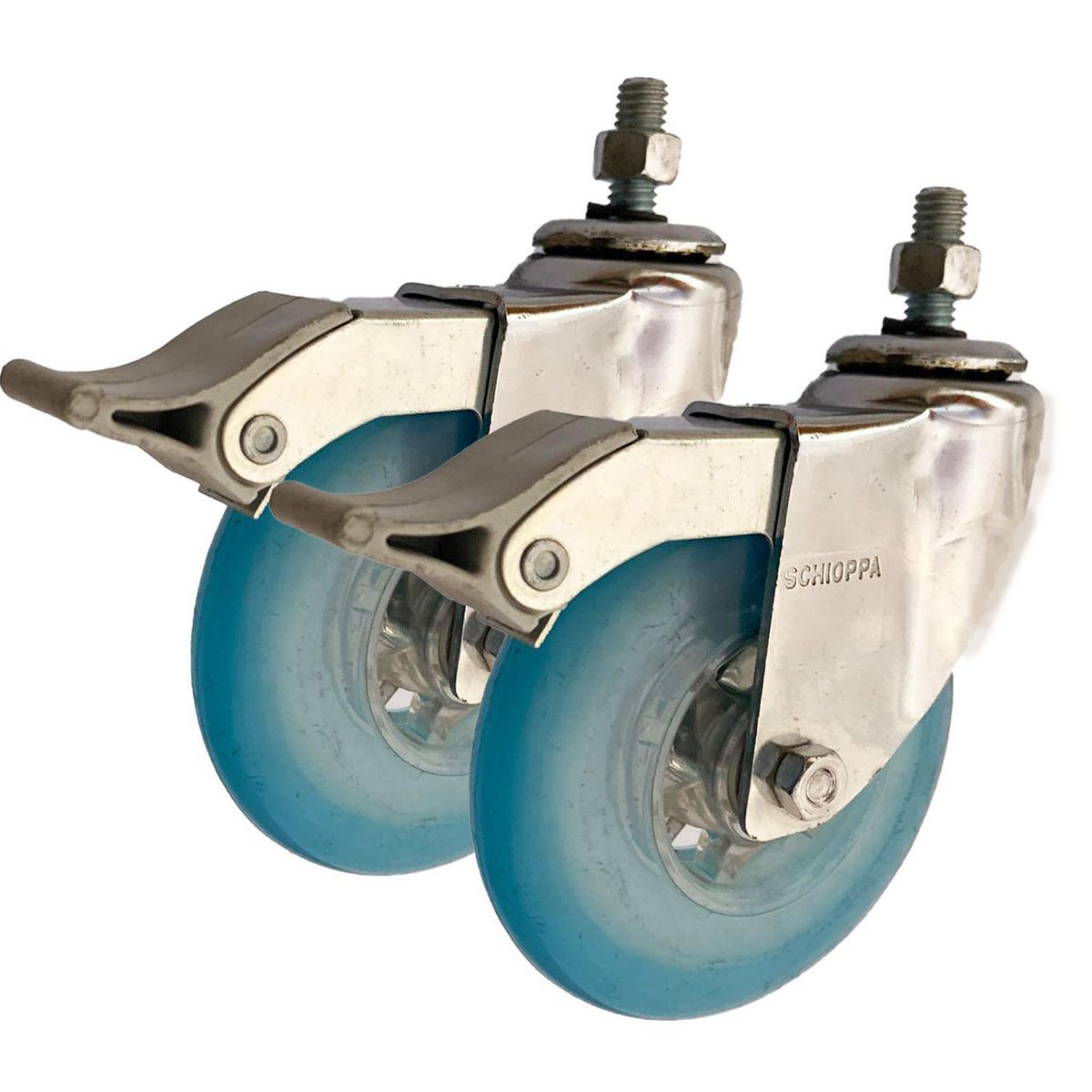 SCHIOPPA - Rueda Gel 4" Freno Azul - 2 Unidades