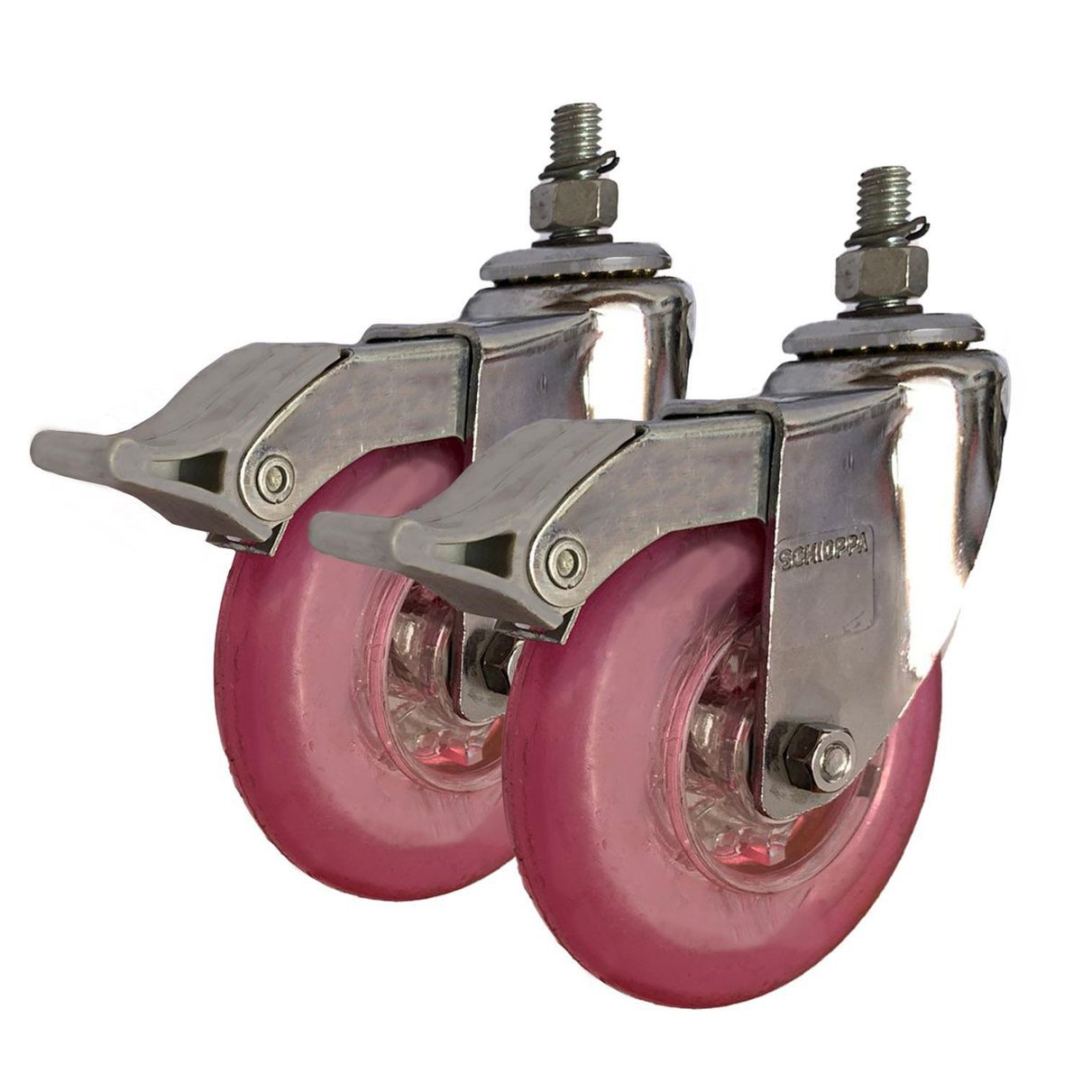 SCHIOPPA - Rueda Gel 4" Freno Rosa - 2 Unidades