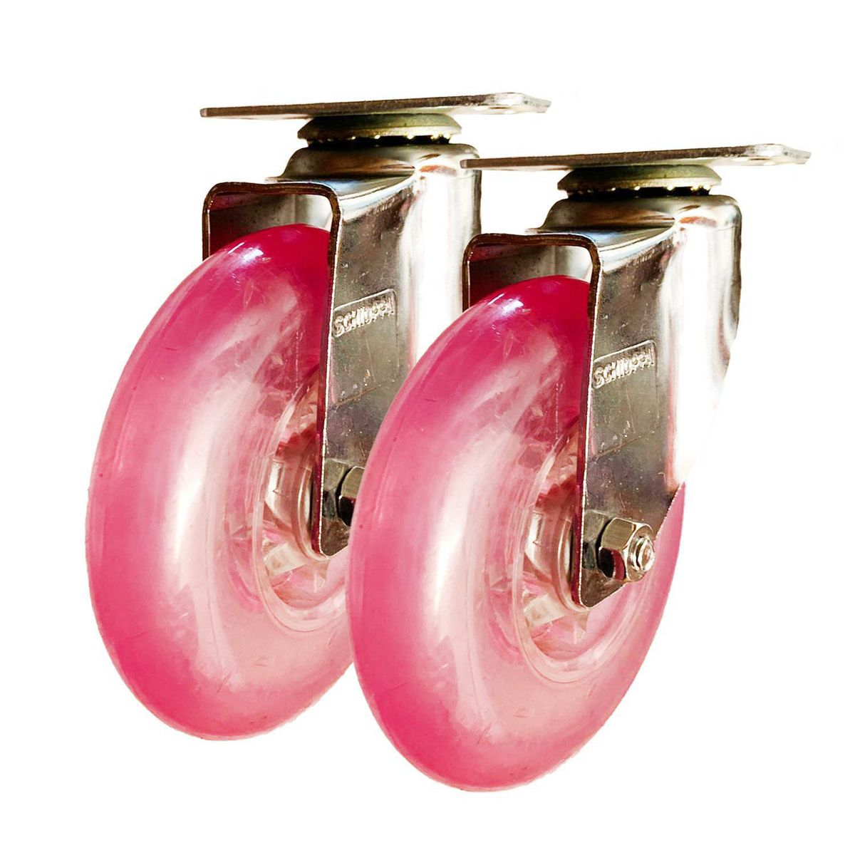 SCHIOPPA - Rueda Gel 4" Rosa Giratoria - 2 Unidades