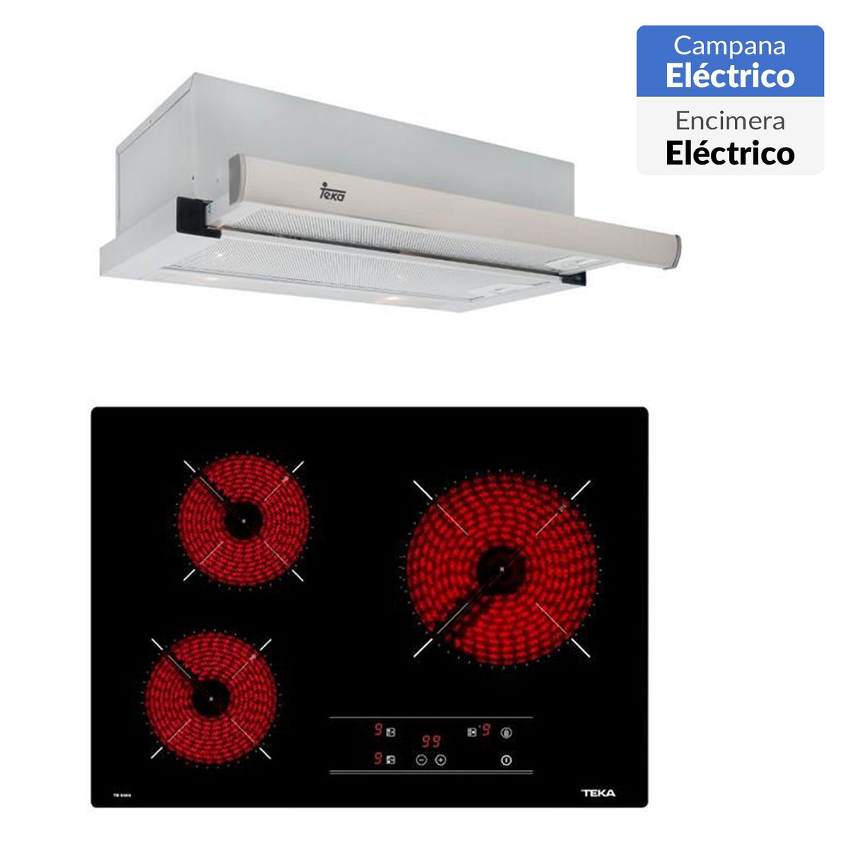 TEKA - Combo Horno Electrica Vitroceramica+Campana extraible Inoxidable