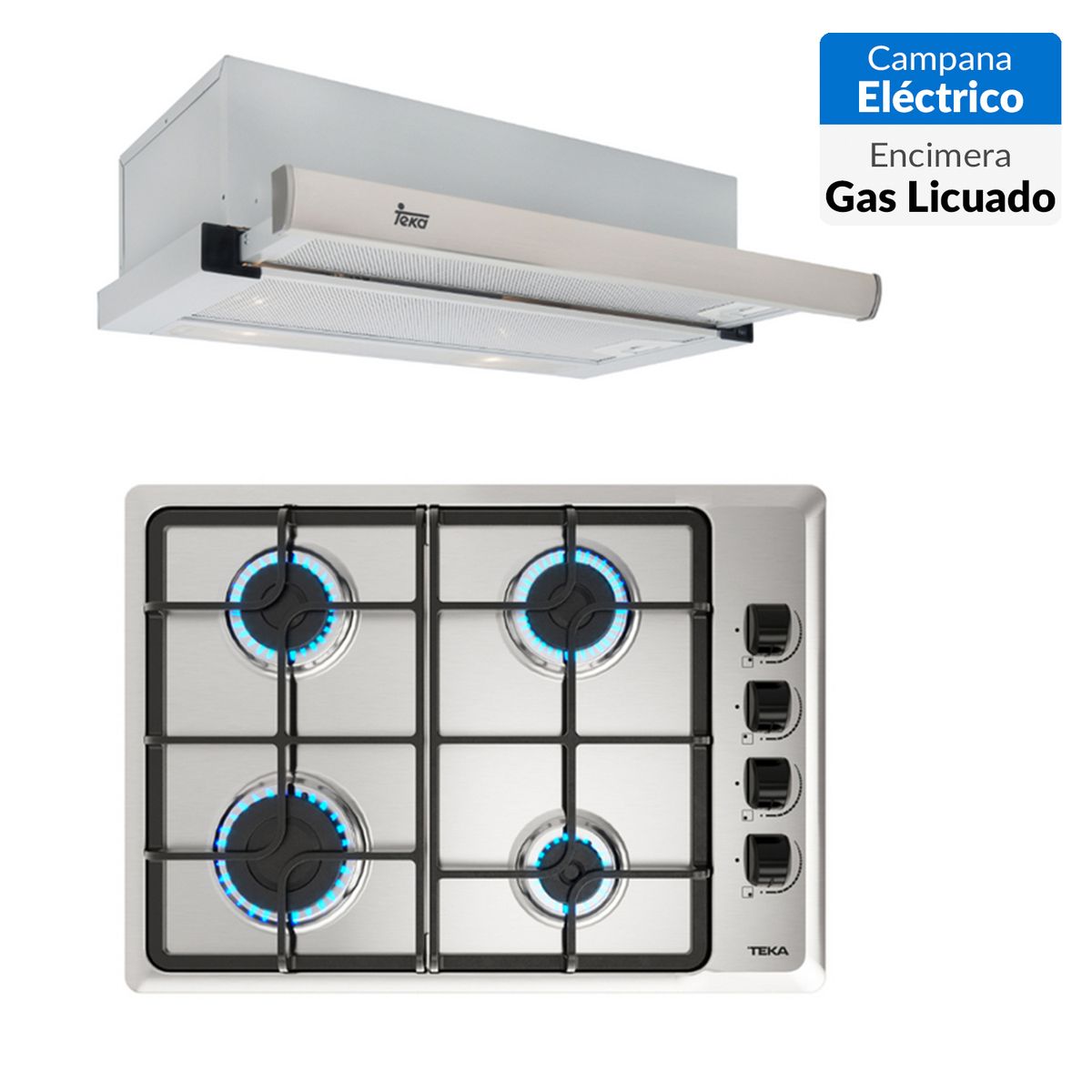 TEKA - Combo Encimera A Gas +Campana extraible inox