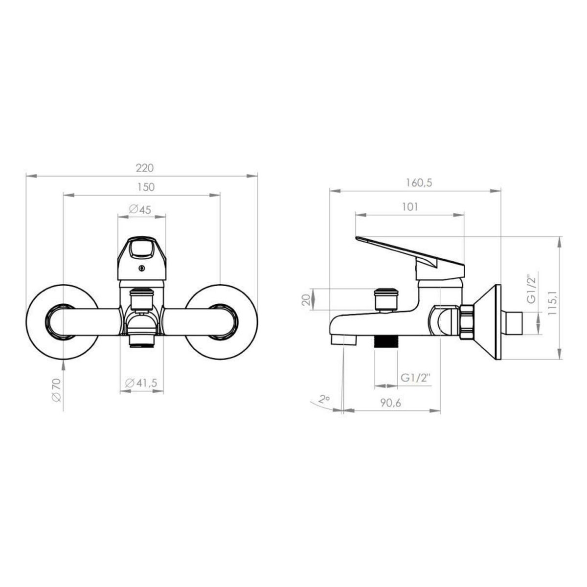 PMB - Monomando Tina Ducha Cincinnati Cromado