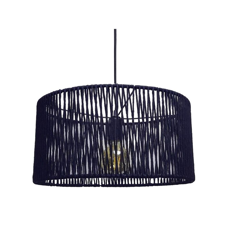 CONCEPT - Lámpara Colgante Bari 1 Luz Fibras Naturales Negro 40 cm