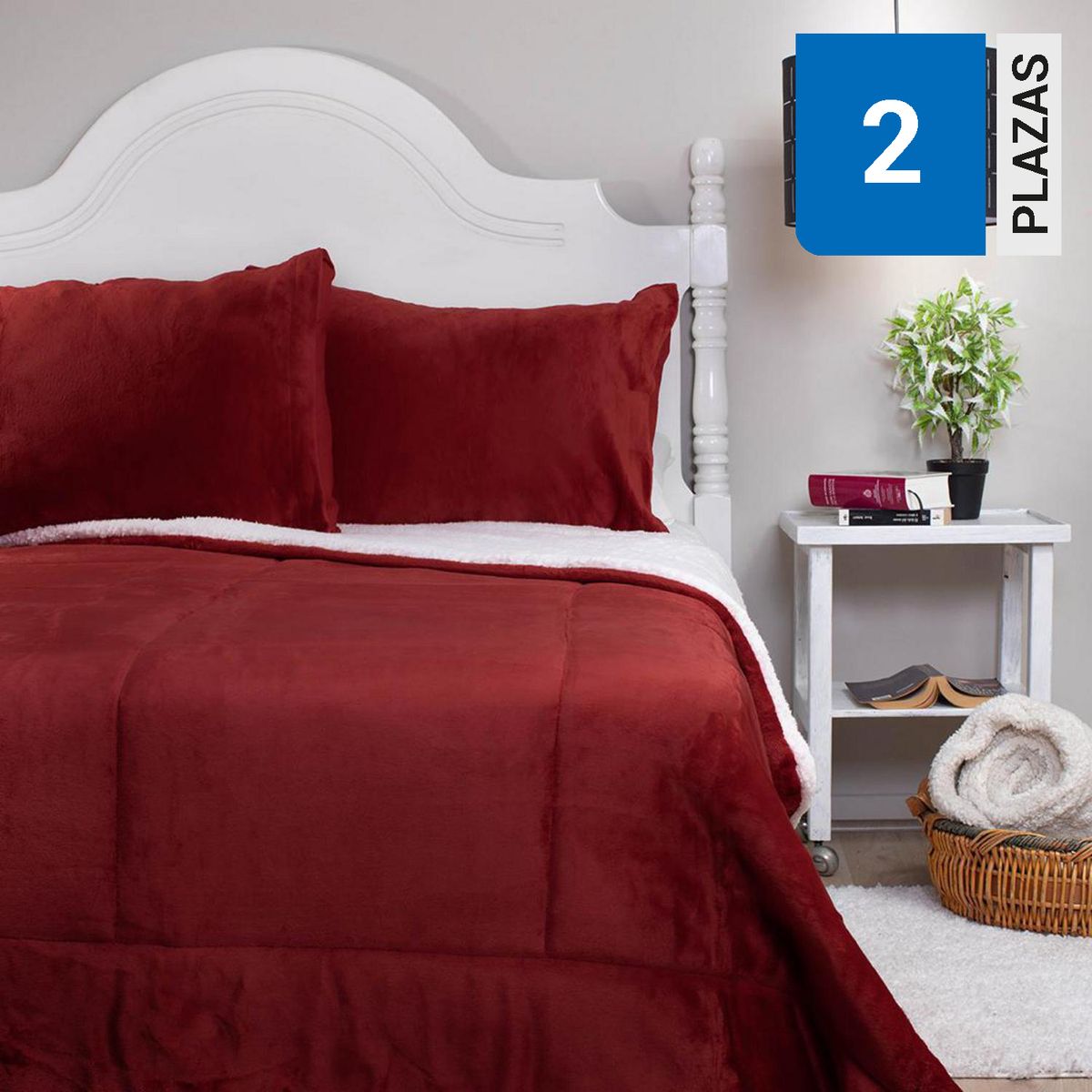 DORAL - Cubrecama Sherpa Flannel Liso