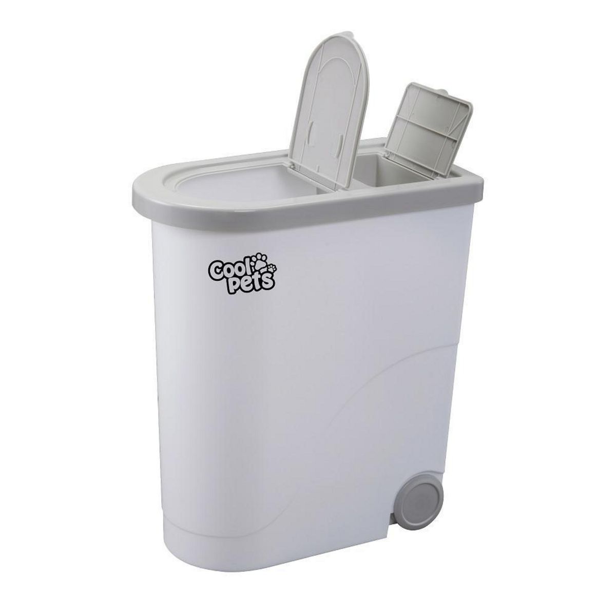 GENERICO - Contenedor de Alimento para Mascota con Pala y Ruedas 43x23x48,5 cm Gris/Blanco