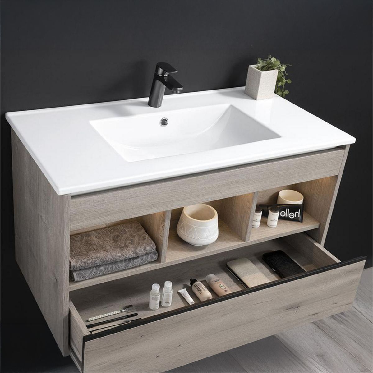 STRETTO - Kit Mueble Kit Mueble Eclair Lenga 90x46 cm + Cubierta Lenga 89x50x45.5 cm