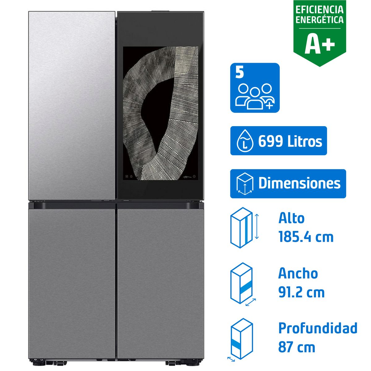 SAMSUNG - Refrigerador Bottom Freezer No Frost 699 Litros Clean Charcoal/Stainless Steel RF29DB9950QDZS