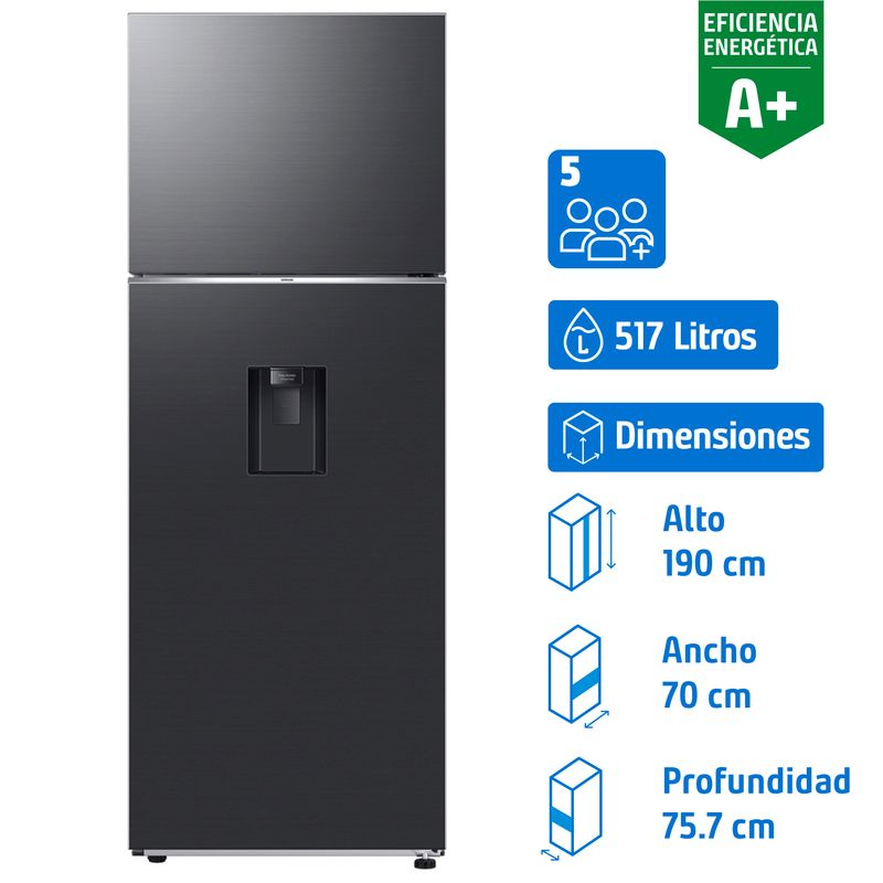 SAMSUNG - Refrigerador Top Freezer No Frost 517 Litros Black DOI RT53DG6750B1ZS