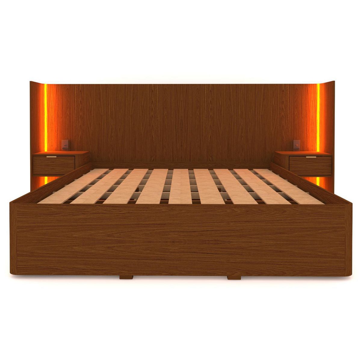 DECOCASA - Cama Americana 2 Plazas + Respaldo + 2 Veladores Aéreos Lux