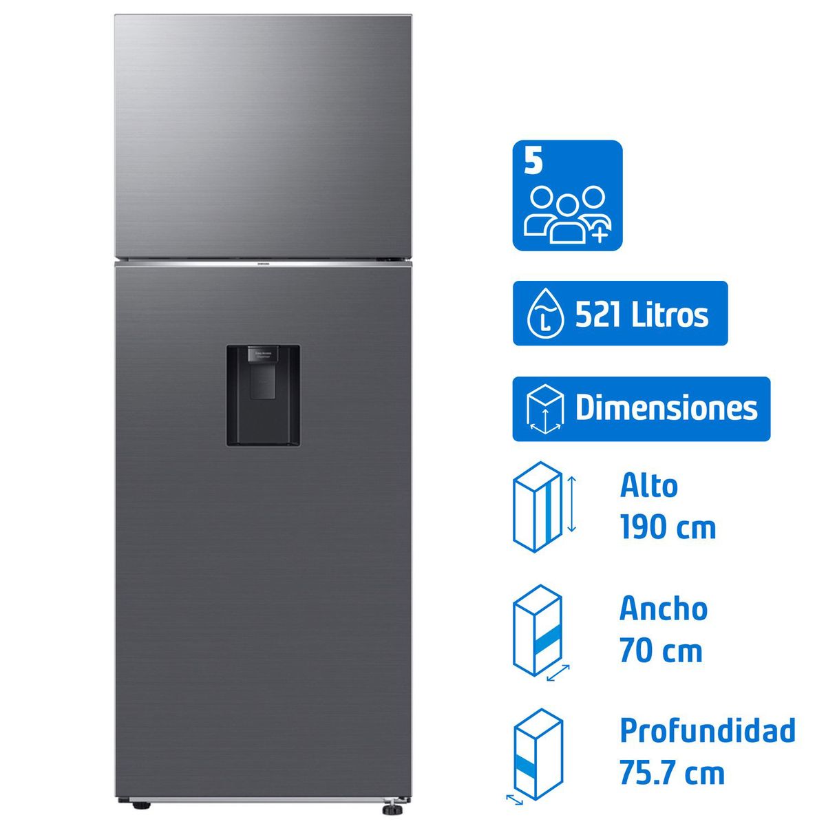 SAMSUNG - Refrigerador Top Freezer No Frost 521 Litros RT53DG6220S9ZS