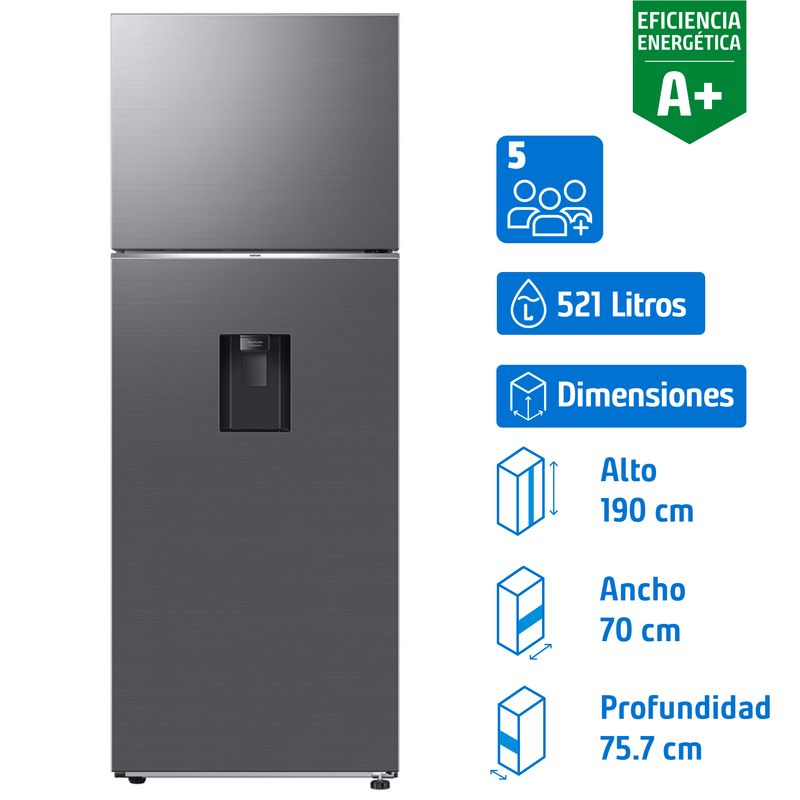 SAMSUNG - Refrigerador Top Freezer No Frost 521 Litros Refined Inox RT53DG6220S9ZS