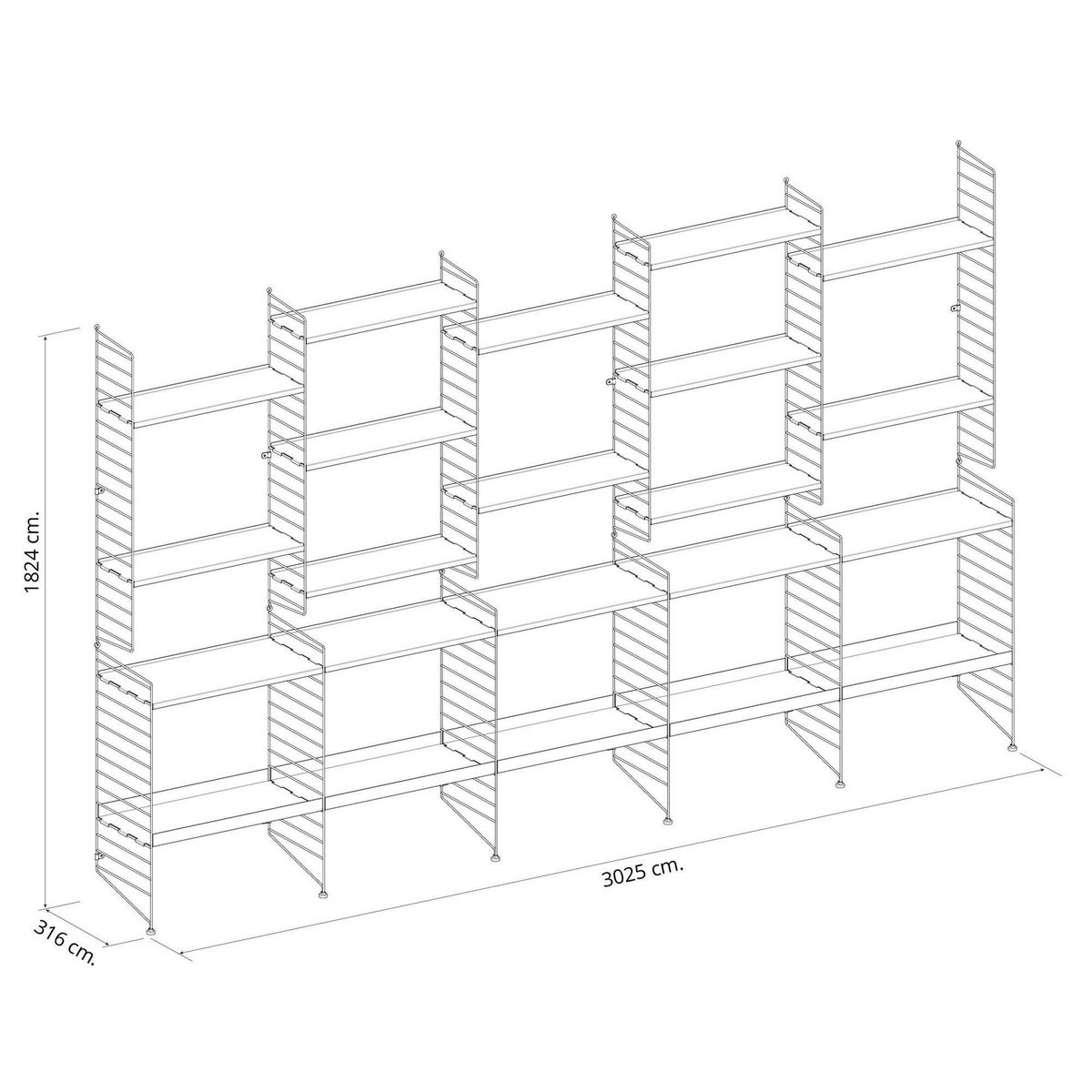 DUCASSE - Estante Vintage Acero 7 Nivel(es) 66x27x107.5 cm Blanco