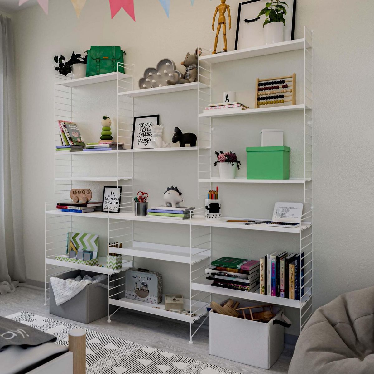 DUCASSE - Estante Vintage Acero 6 Nivel(es) 66x14x107.5 cm Blanco