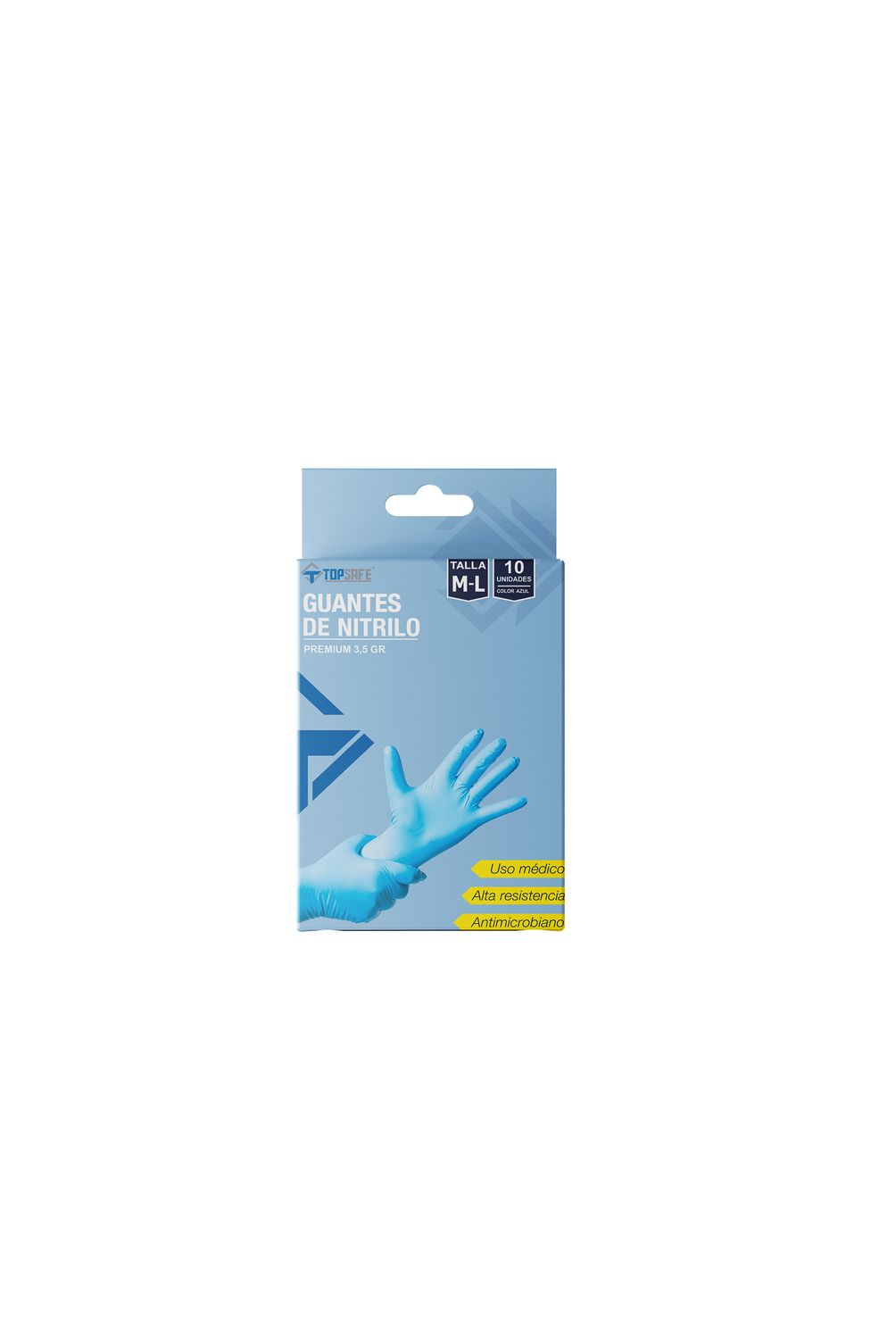 TOPSAFE - Caja de Guantes 10 Unidades de Nitrilo L Azul