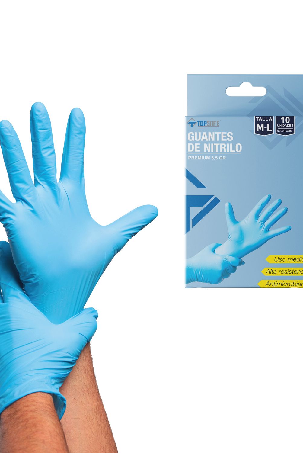 TOPSAFE - Caja de Guantes 10 Unidades de Nitrilo L Azul