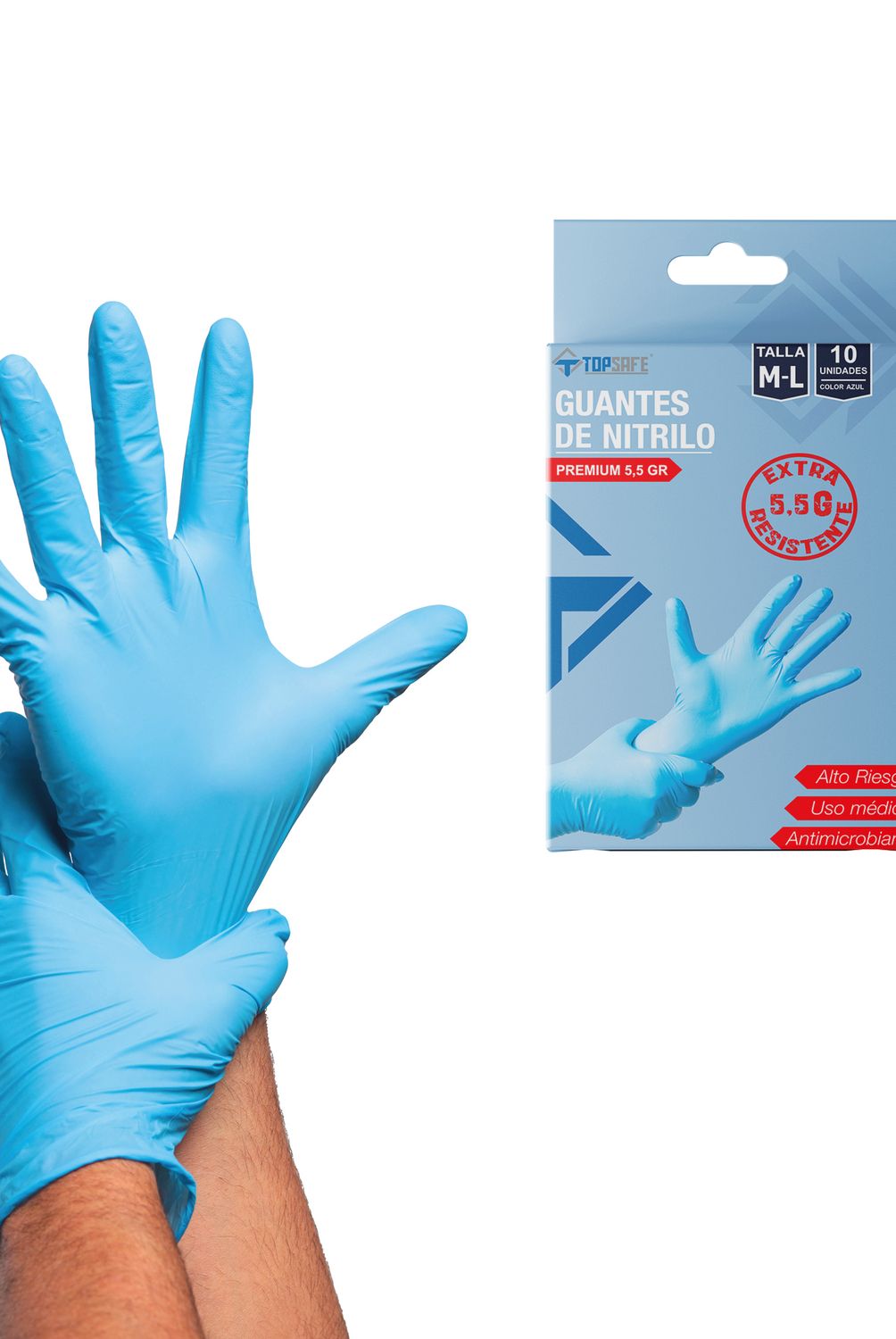 TOPSAFE - Guante Nitrilo 5,5 Azul Caja 10 un