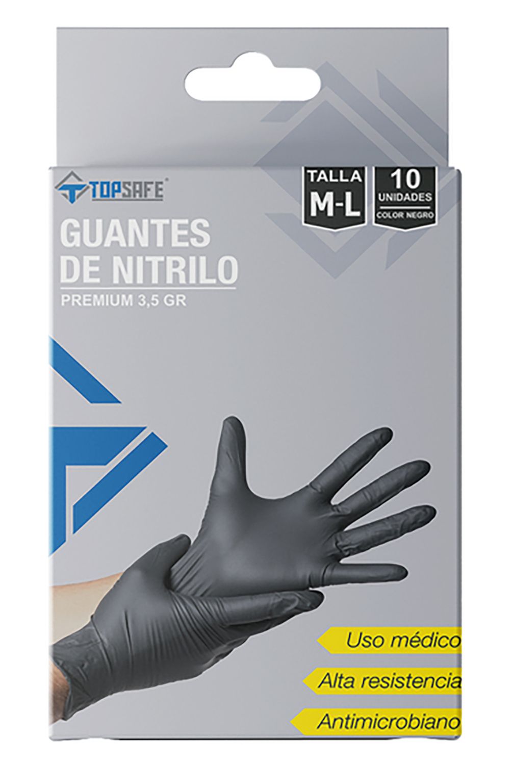 TOPSAFE - Caja de Guantes 10 Unidades de Nitrilo  Negro