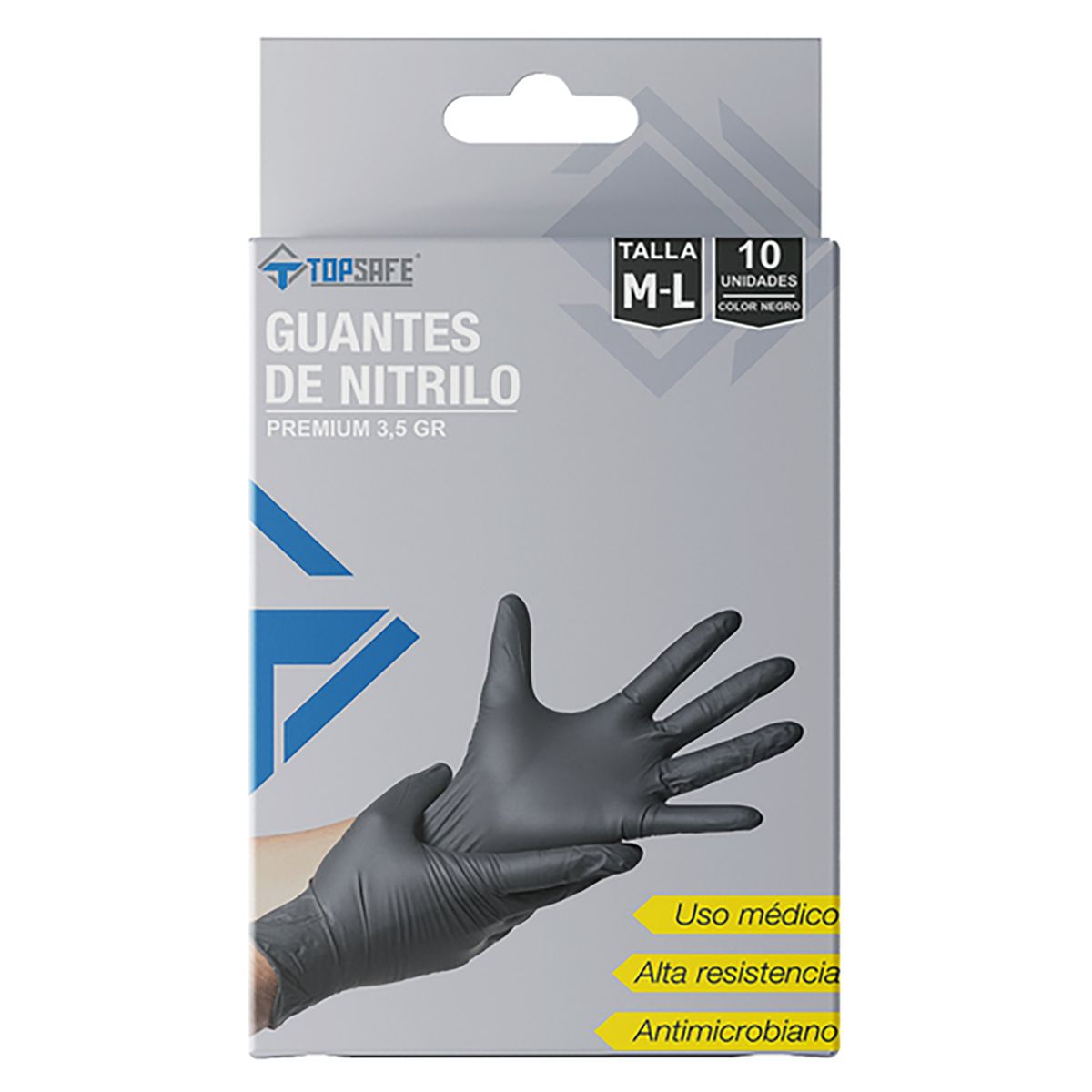 TOPSAFE - Caja de Guantes 10 Unidades de Nitrilo Negro