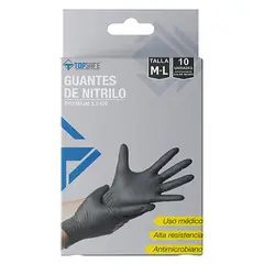 TOPSAFE - Guante Nitrilo 3,5 Negro Caja 10 un