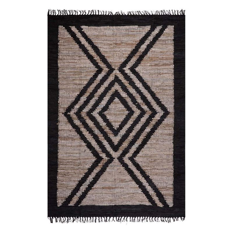 DIB - Alfombra Natural Leather Mix 160x230 cm Cuero Negro